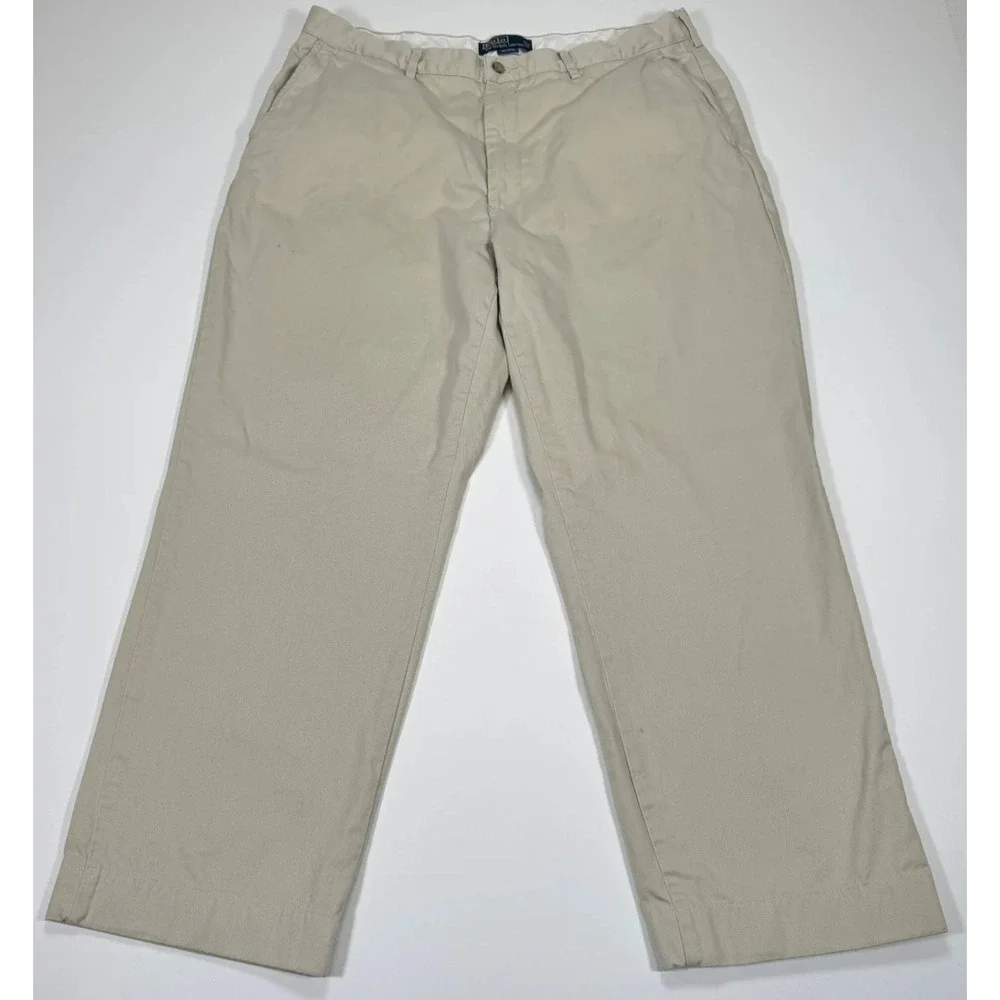 Polo Ralph Lauren Chino Pants Mens Tag 38x32 Fits 36x28 Khaki Classic Flat Front
